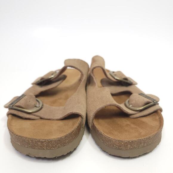 Eastland Mens Sandals Size 12 D Leather Cambridge Buckle Cork Tan Slide​​ - Picture 2 of 12